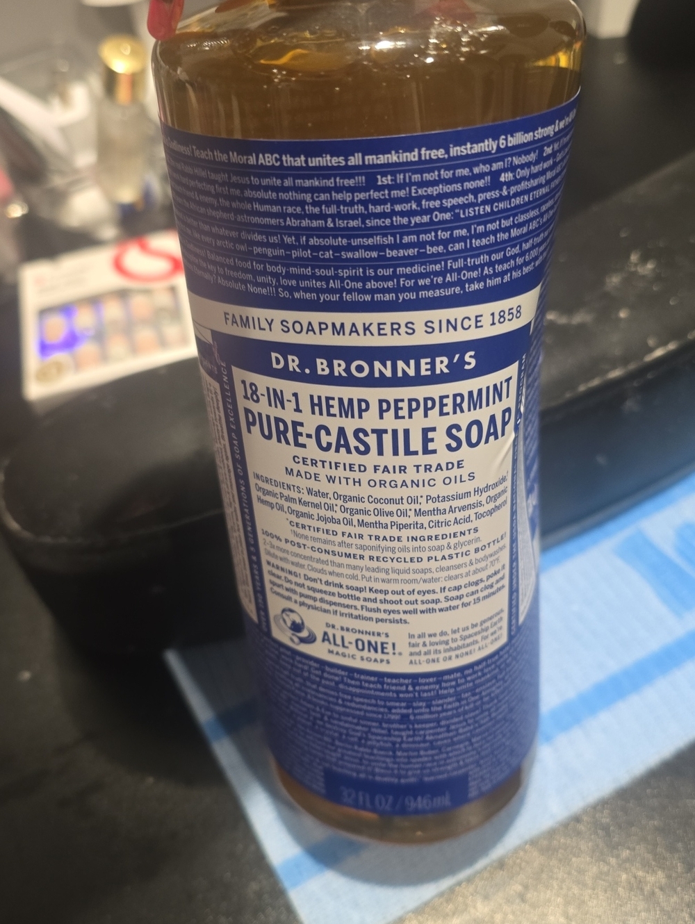 18-in-1 Hemp Peppermint Pure-Castile Soap - Blue